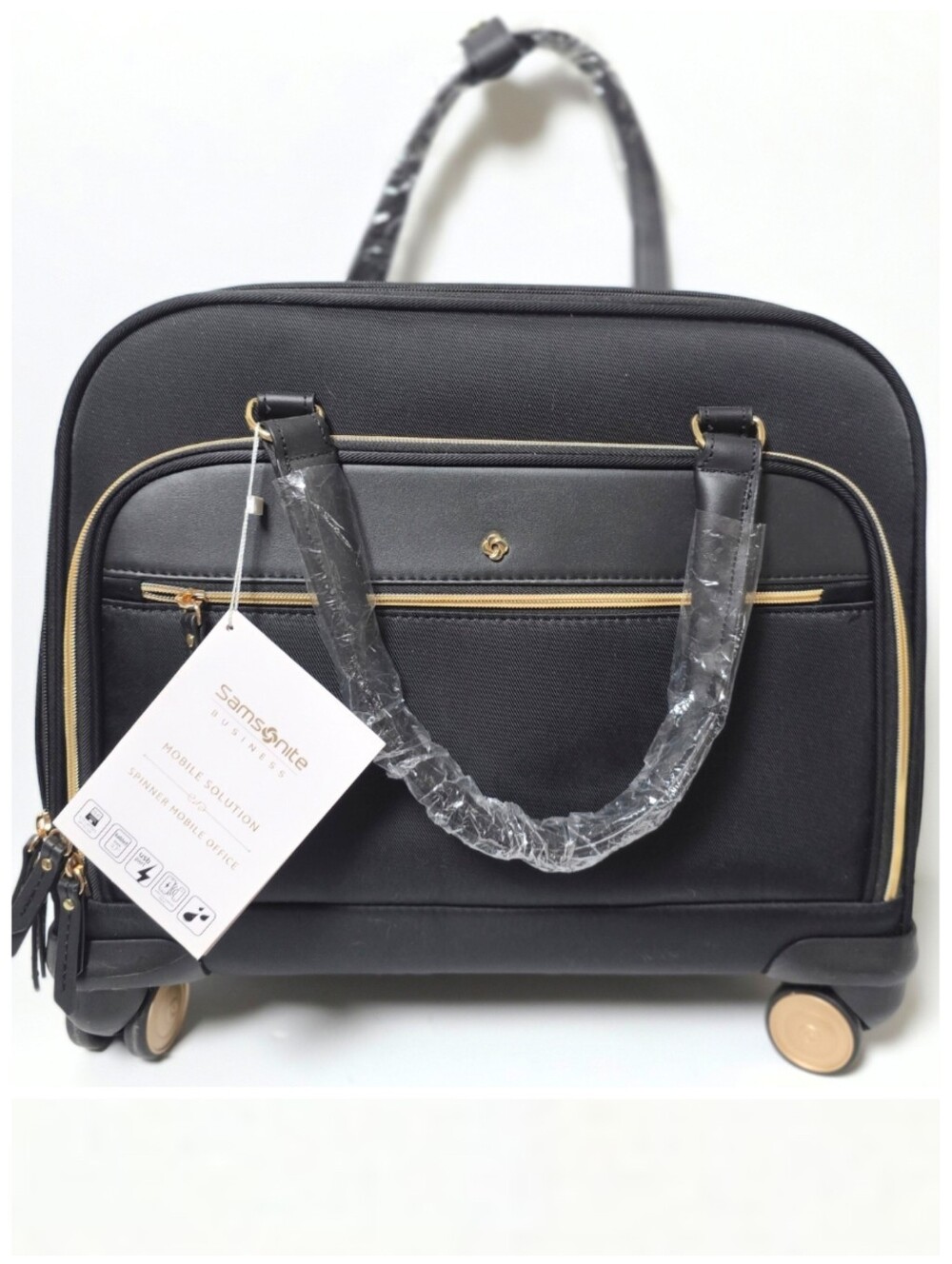 Samsonite Mobile Solution Spinner Mobile Office bag with gold-colored zipper NWT